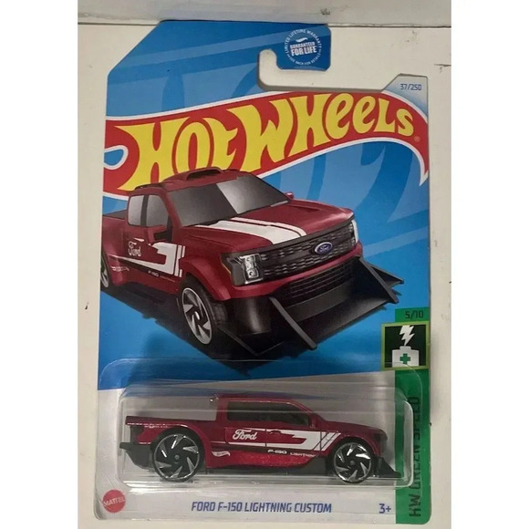 NEW 2024 Hot Wheels 37/250 Red Ford F-150 Lightning Custom‎ Green Speed 5/10 - Picture 1 of 3